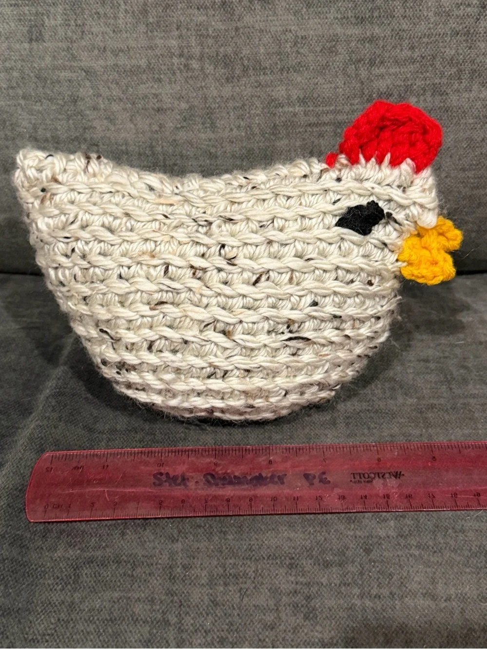 Handmade Cream Crochet Chicken Plush - Kids Accessory